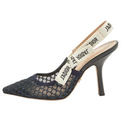 Dior Navy Blue Mesh and Suede J'Adior Pumps Size 37