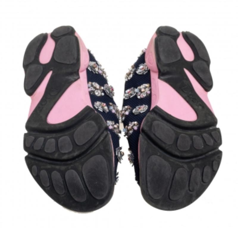 Dior Baskets Fusion embellies en maille bleu marine, taille 36,5 en vente 2