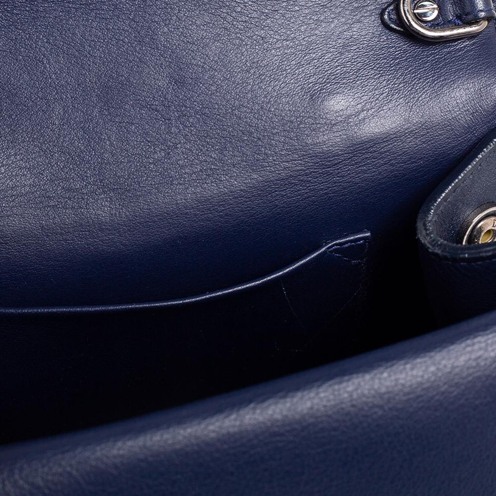 Women's Dior Navy Blue/Metallic Mint Green Leather Mini Be Dior Top Handle Bag