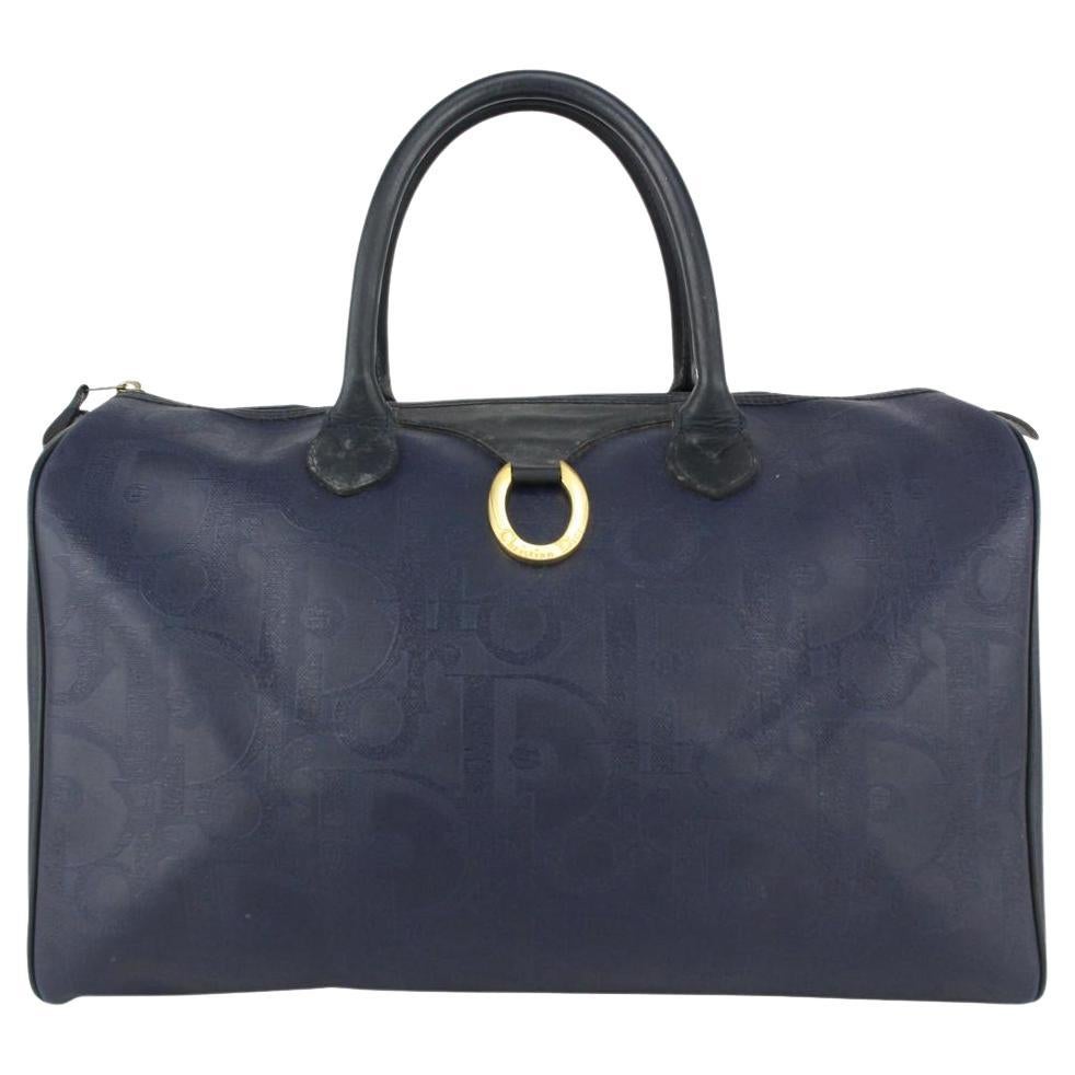 Dior Navy Blue Monogram Trotter Boston Bag 812da5 For Sale
