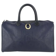 Vintage Dior Navy Blue Monogram Trotter Boston Bag 812da5