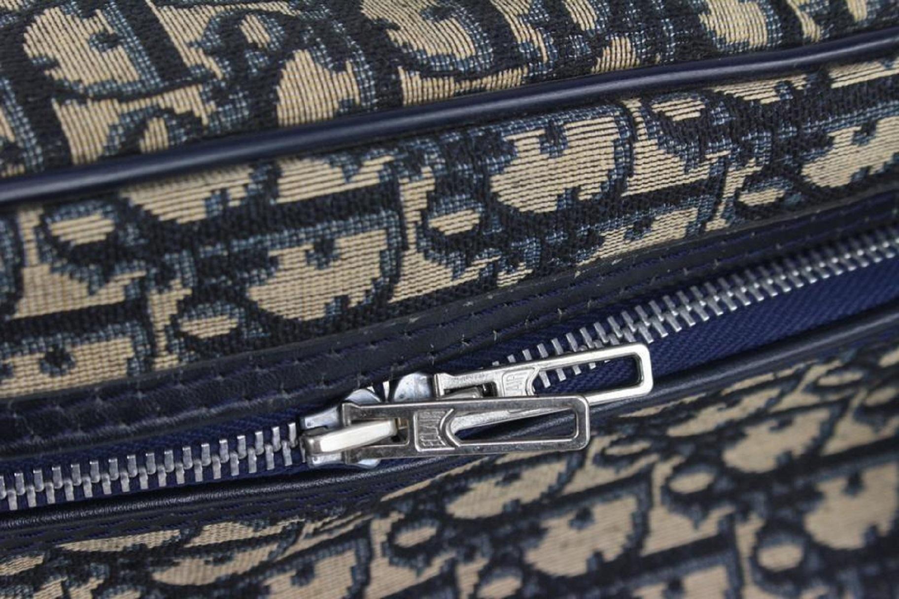 Women's Dior Navy Blue Monogram Trotter Briefcase Luggage Business Bag 818da67