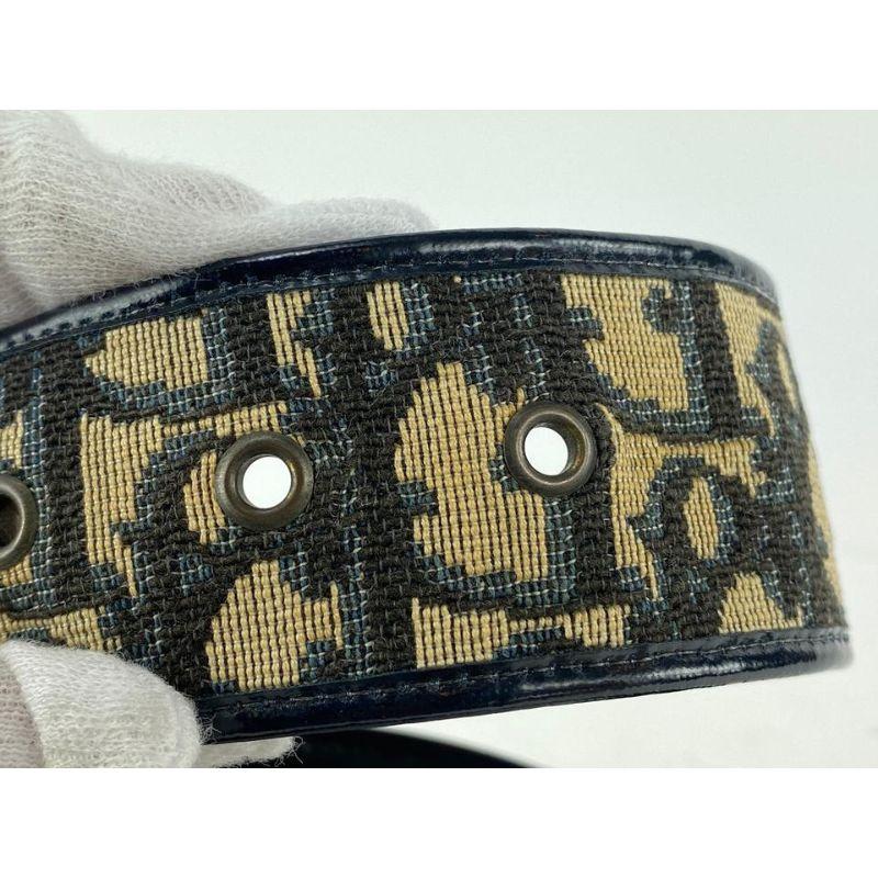 Dior Navy Blue Monogram Trotter CD Logo Belt 861847 In Good Condition In Dix hills, NY