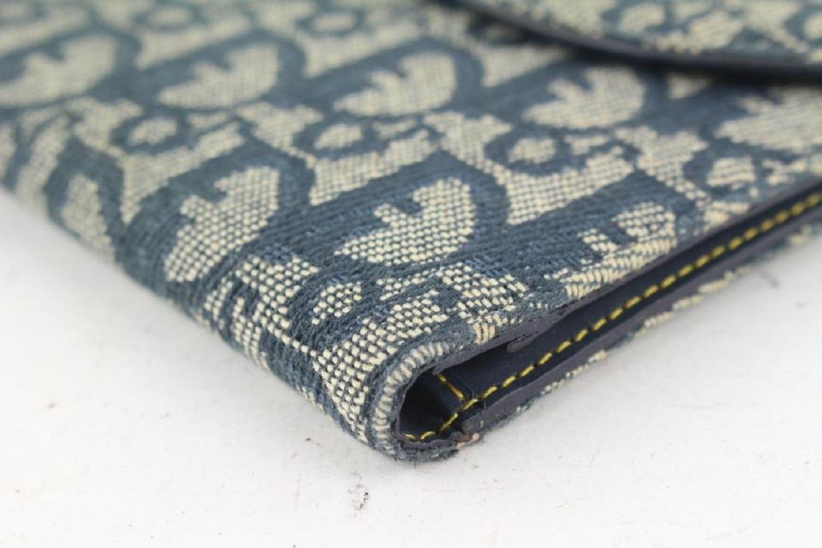Dior Portafoglio lungo con patta Trotter Monogram blu navy 2DA830 in vendita 3