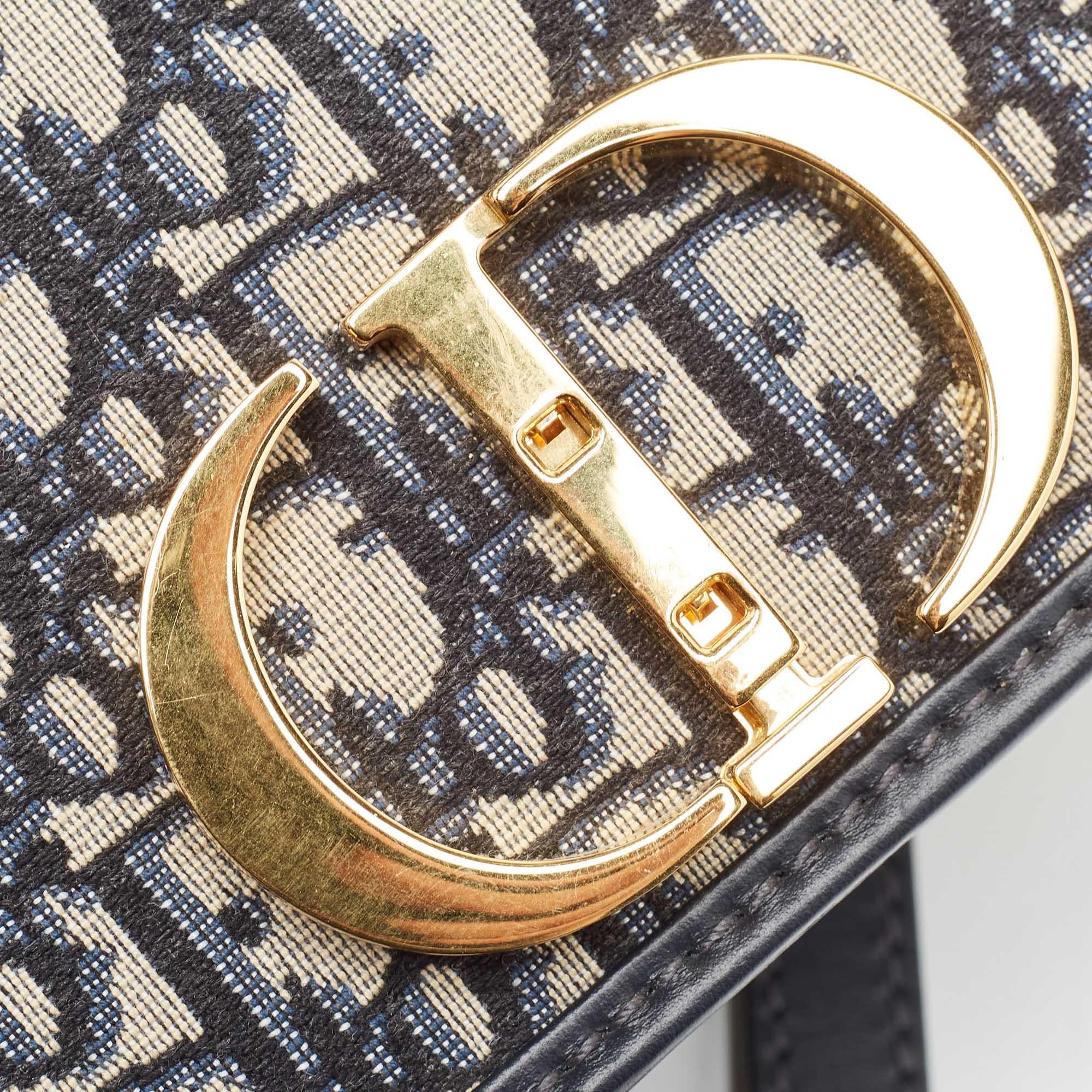 Dior Navy Blue Oblique Canvas and Leather 30 Montaigne Bag 8