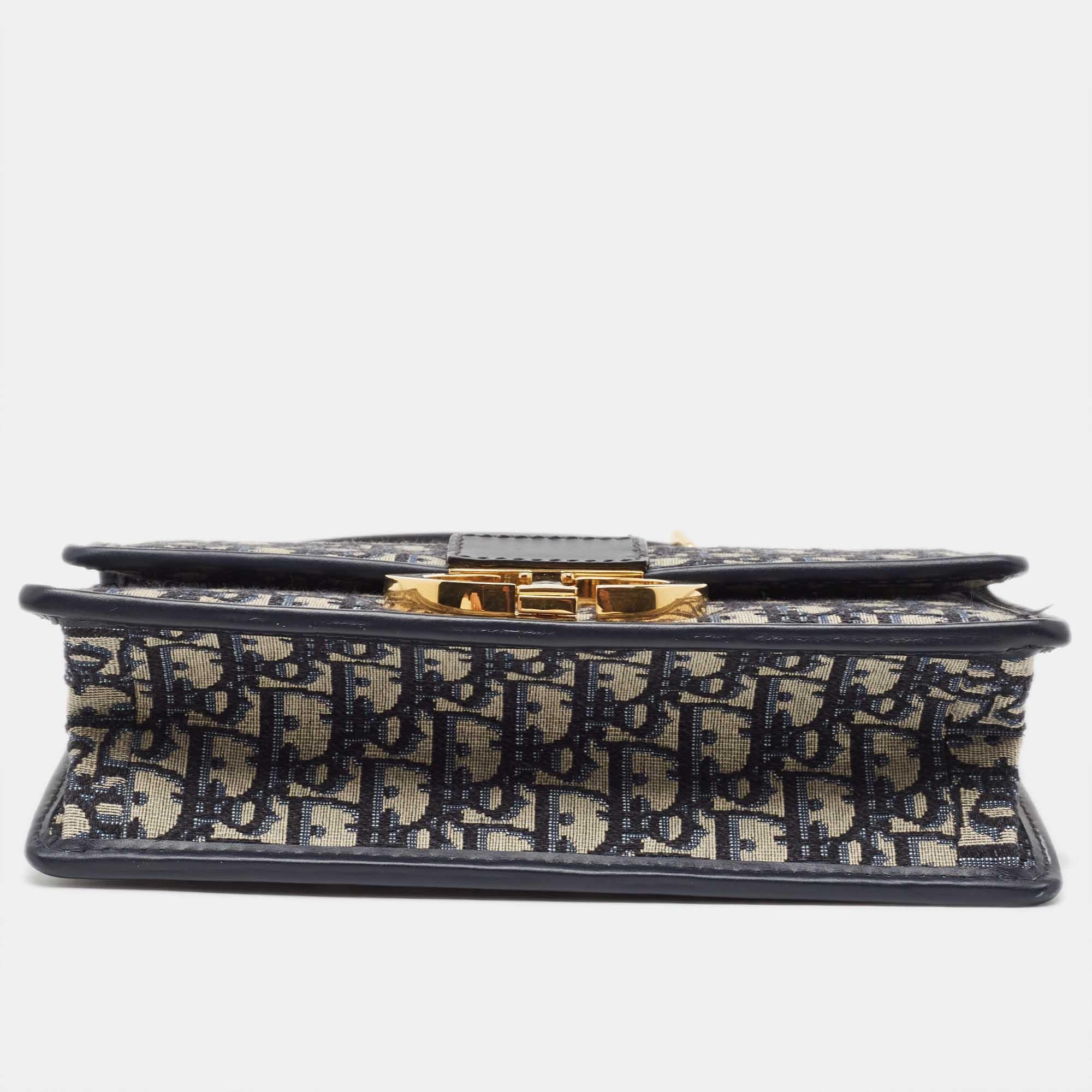 Dior Navy Blue Oblique Canvas and Leather 30 Montaigne Bag 1
