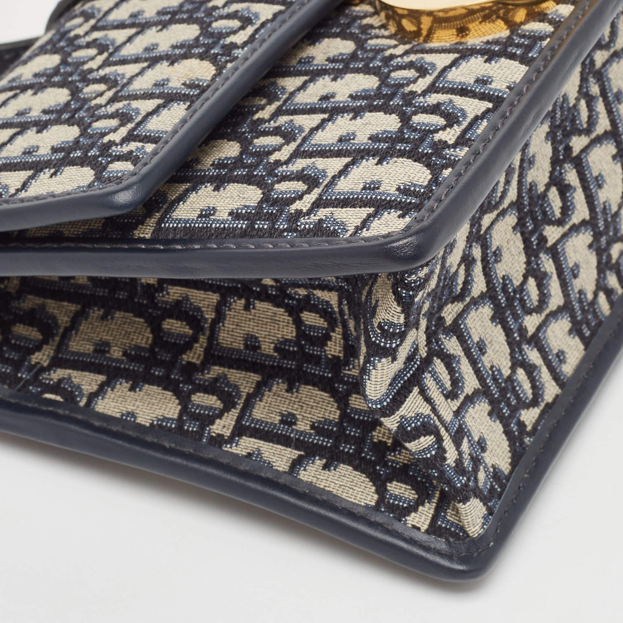 Dior Navy Blue Oblique Canvas and Leather 30 Montaigne Shoulder Bag 8