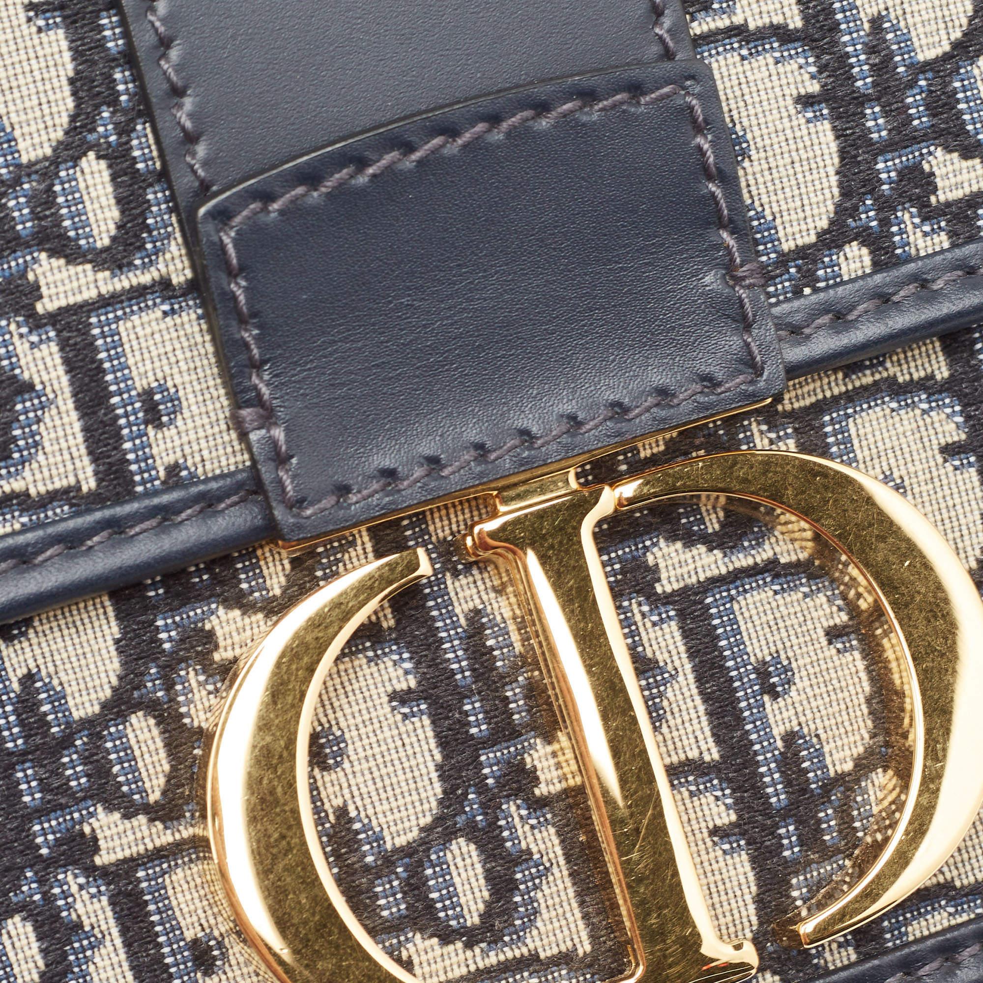 Dior Navy Blue Oblique Canvas and Leather 30 Montaigne Shoulder Bag 1