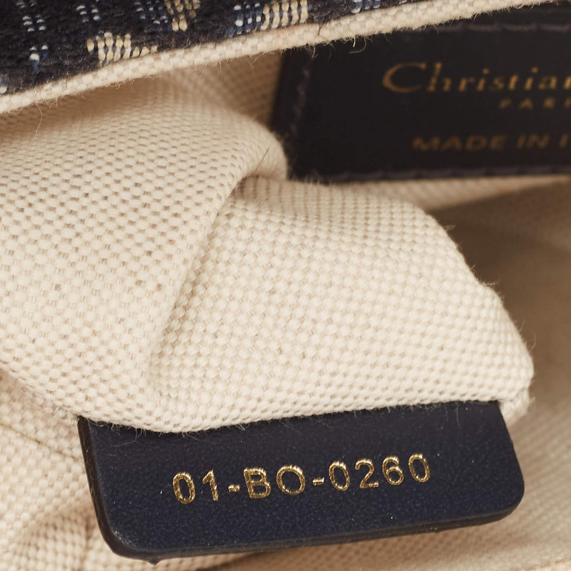 Dior Navy Blue Oblique Canvas and Leather Mini Saddle Bag 2