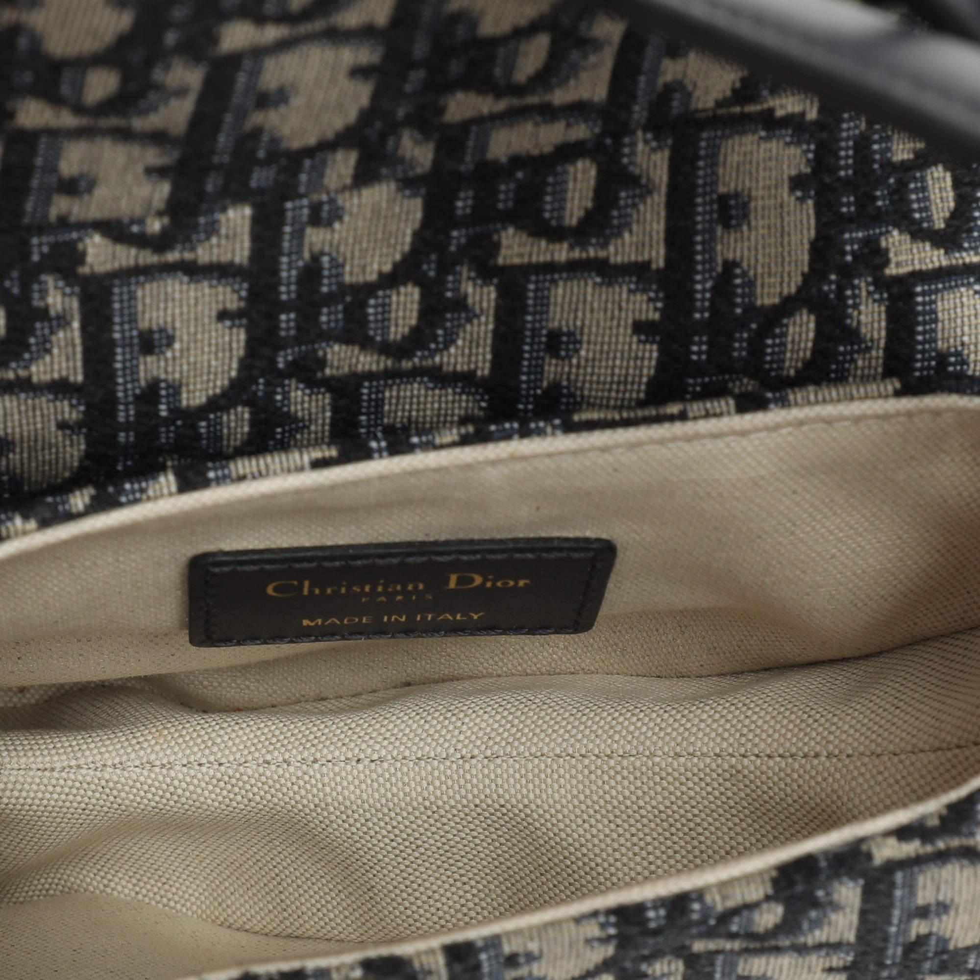 Dior Navy Blue Oblique Canvas and Leather Mini Saddle Bag 3