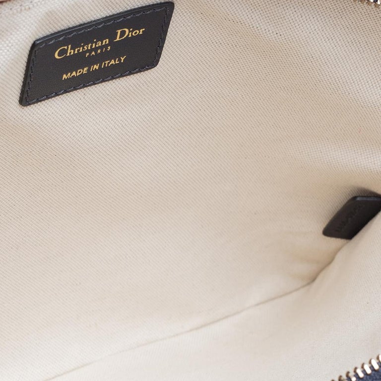 Dior Navy Blue Oblique Canvas and Leather Travel Kit Pouch at 1stDibs