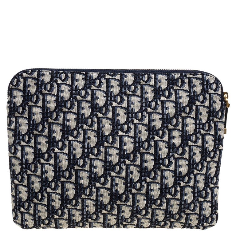 Dior Navy Blue Oblique Canvas and Leather Travel Kit Pouch at 1stDibs dior travel pouch canvas