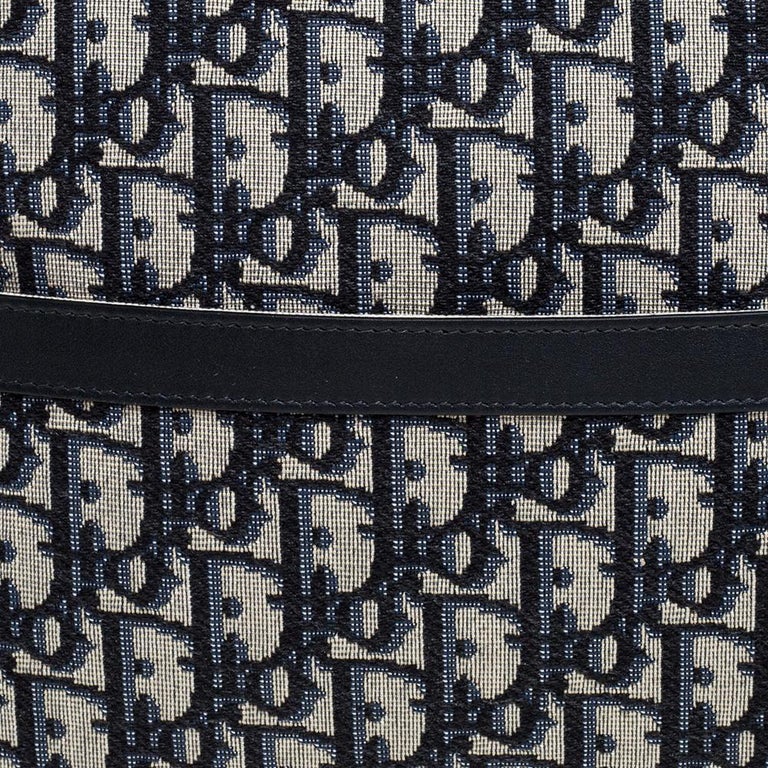 Dior Navy Blue Oblique Canvas and Leather Travel Kit Pouch at 1stDibs