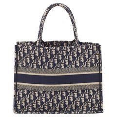 Dior Navy Blue Oblique Canvas Medium Book Tote
