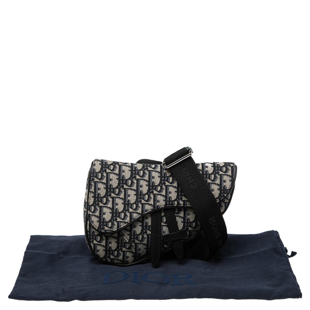 Dior Navy Blue Oblique Canvas Mini Saddle Crossbody Bag 4