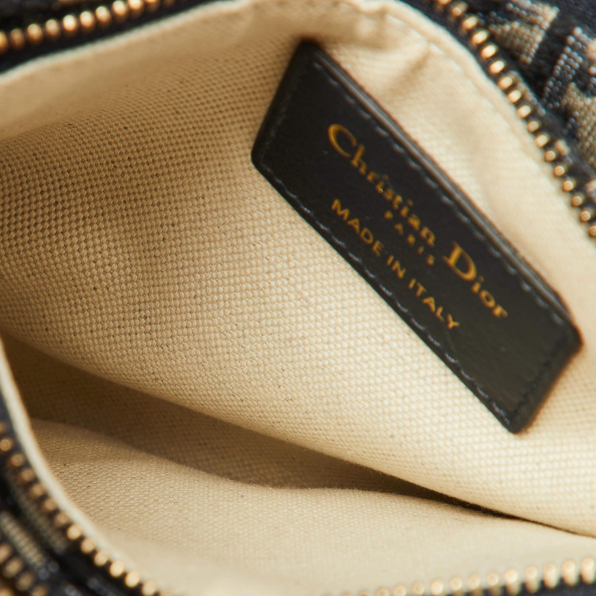 Dior Navy Blue Oblique Canvas Saddle Pouch Triple Zip Crossbody Bag 5