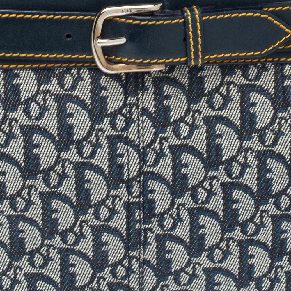 Dior Navy Blue Oblique Denim and Leather Vintage Buckle Tote 6
