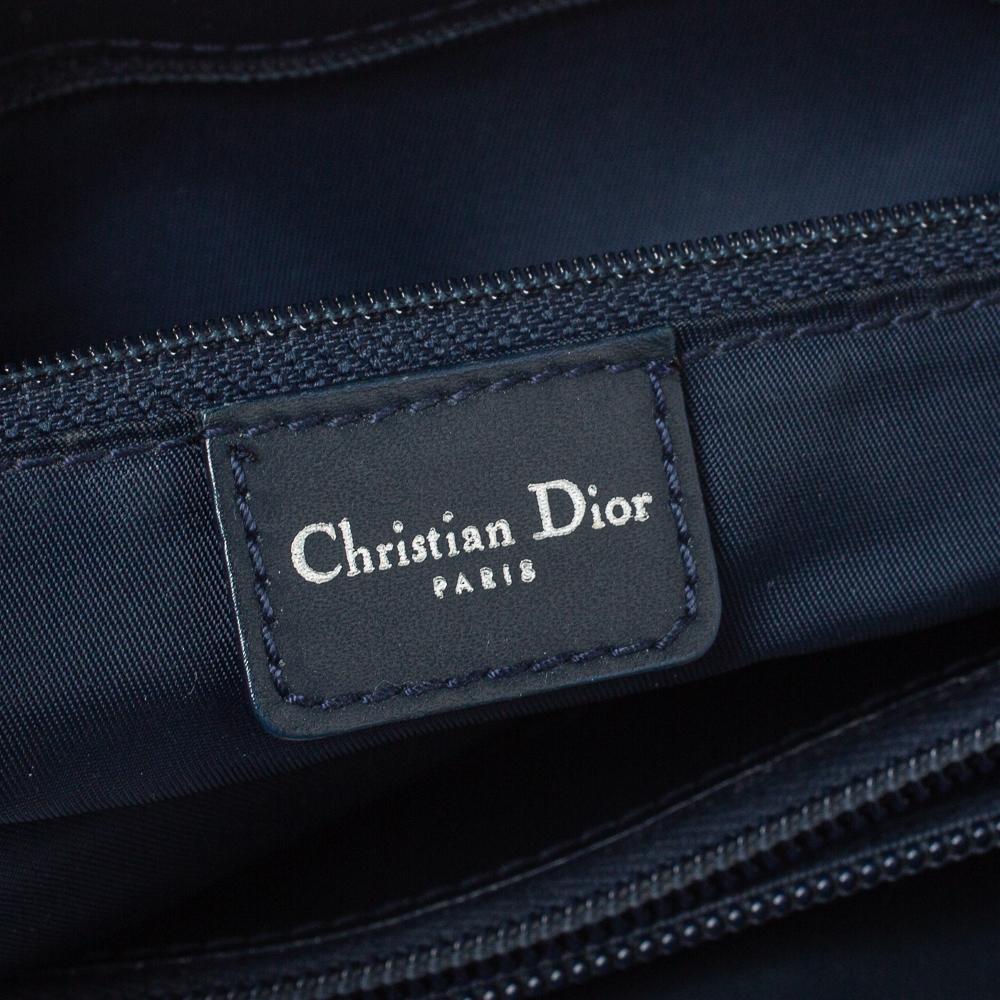 Dior Navy Blue Oblique Denim and Leather Vintage Buckle Tote 3