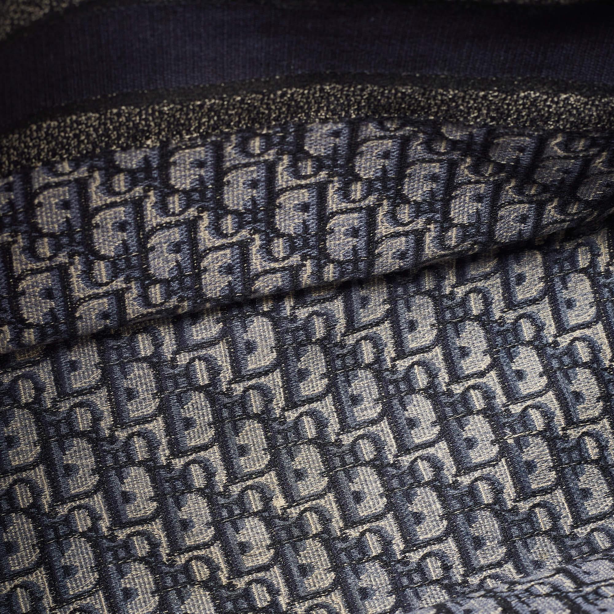 Dior Navy Blue Oblique Embroidered Canvas Medium Book Tote 3
