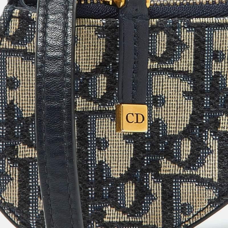 Women's Dior Navy Blue Oblique Fabric Saddle Coin Purse