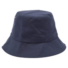 Used Dior Navy Blue Oblique Reversible Teddy-D Brim Bucket Hat Size 56