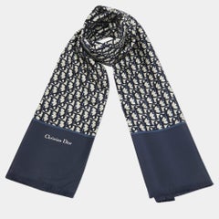 Dior Navy Blue Oblique Silk Stole