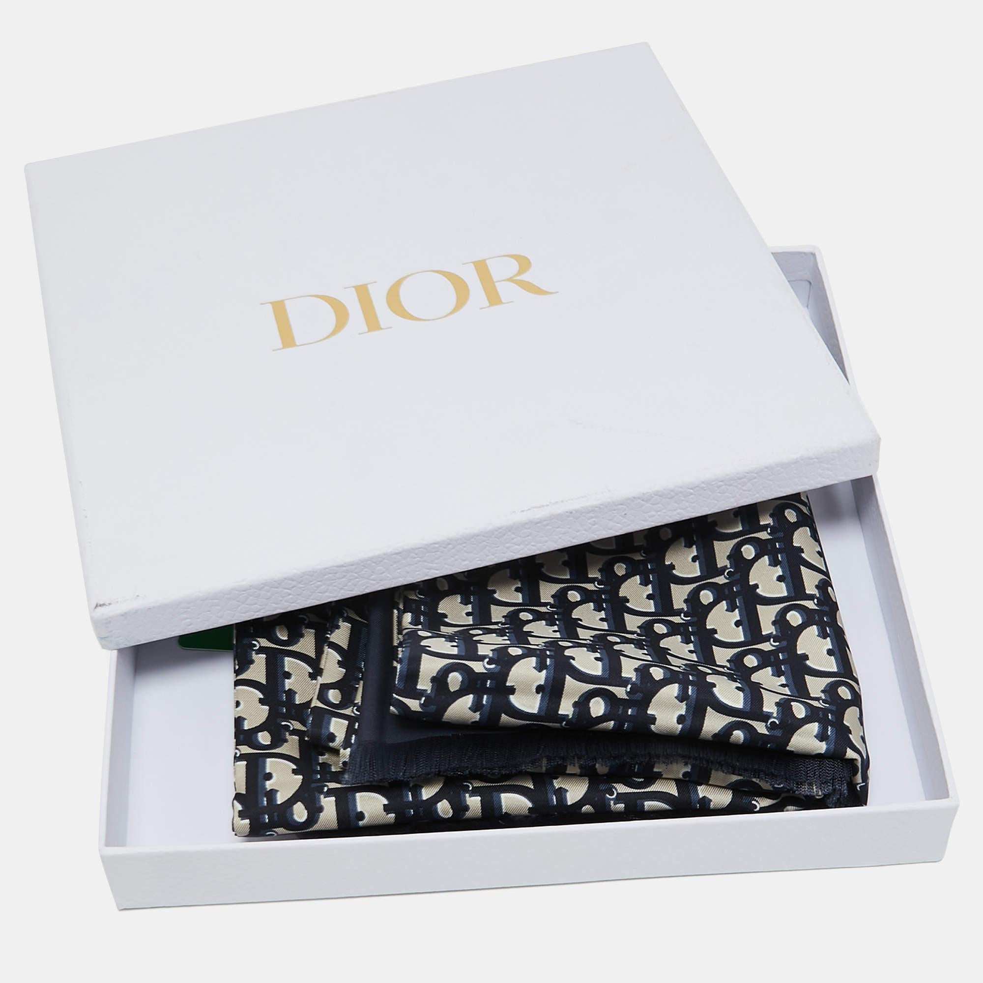 Dior Navy Blue Oblique Silk Stole 2