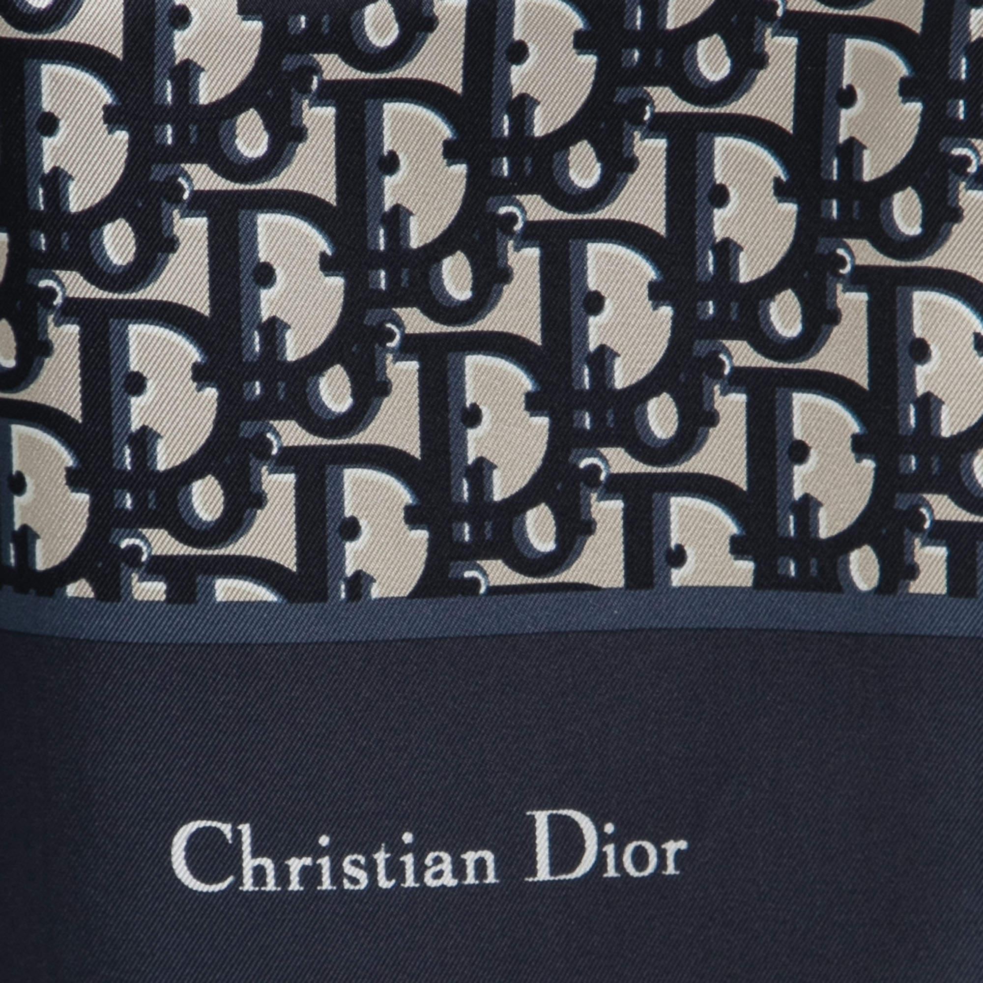 Dior Navy Blue Oblique Silk Stole 3