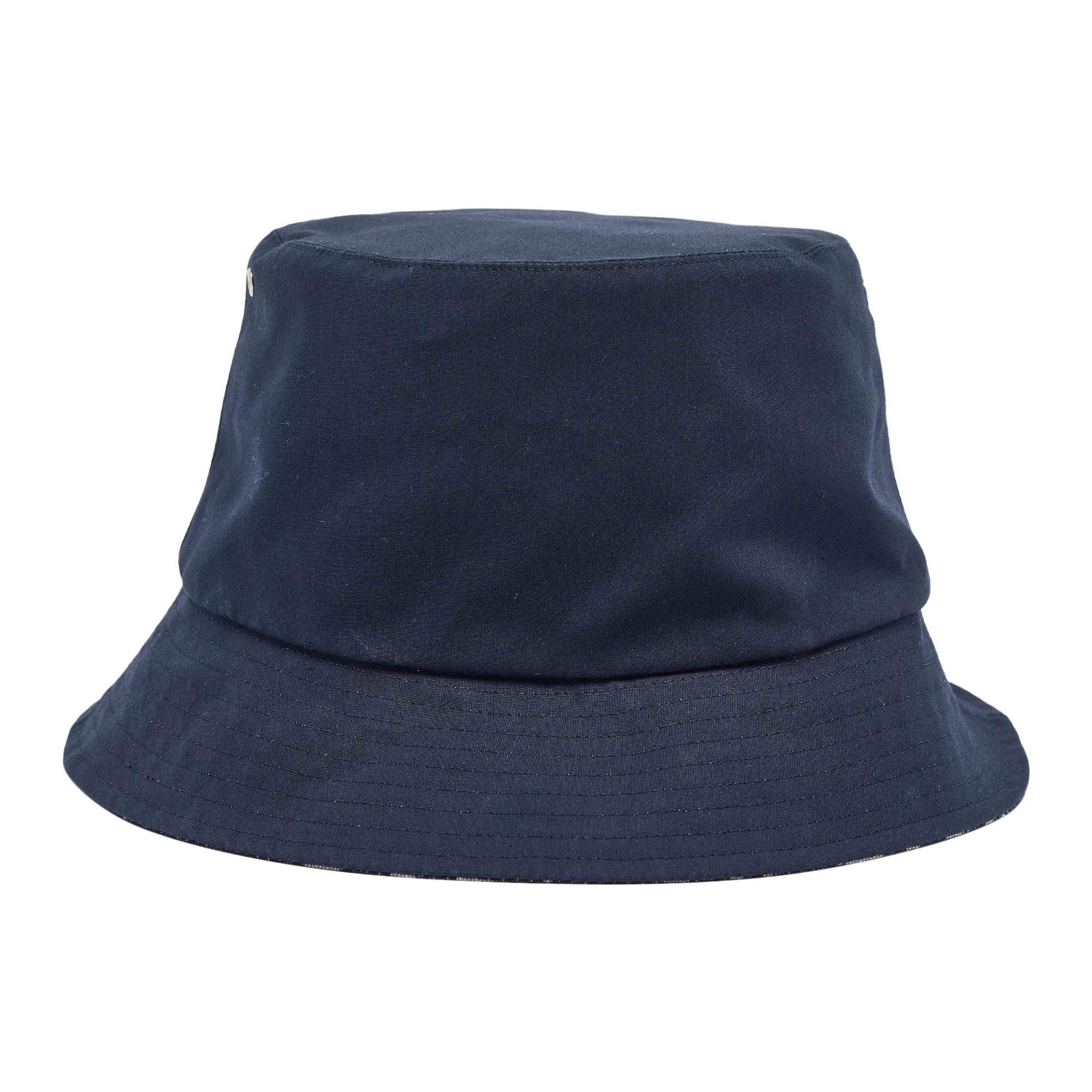 Dior Navy Blue Oblique Teddy-D Brim Cotton Blend Reversible Bucket Hat