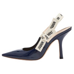 Dior Marineblaue J'Adior Slingback-Pumps aus Lackleder Größe 39