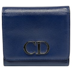 Dior - Portefeuille compact Mania en cuir verni bleu marine