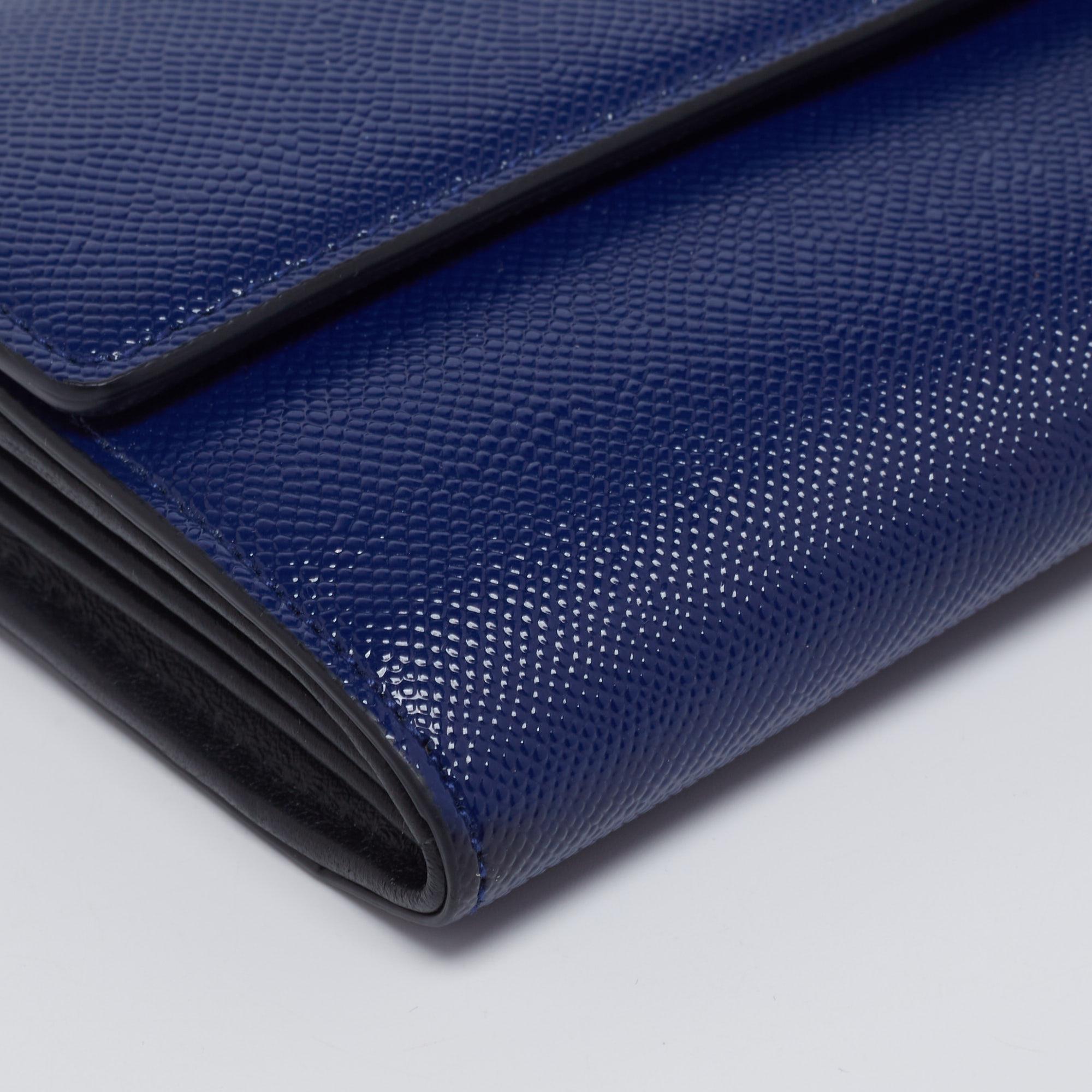Dior Navy Blue Patent Leather Mania Rendez-Vous Wallet 2