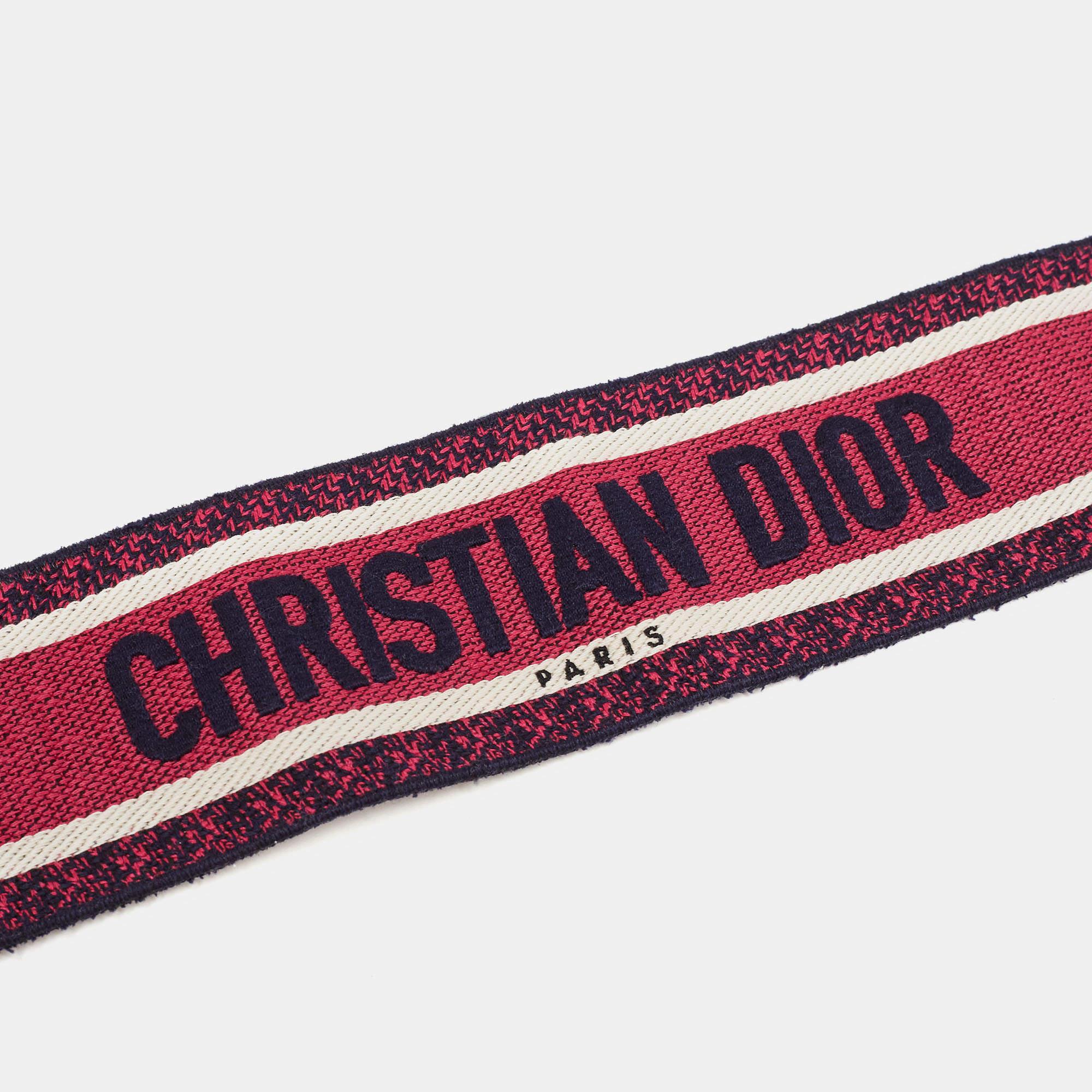 Brown Dior Navy Blue/Pink Canvas and Leather Shoulder Bag Strap