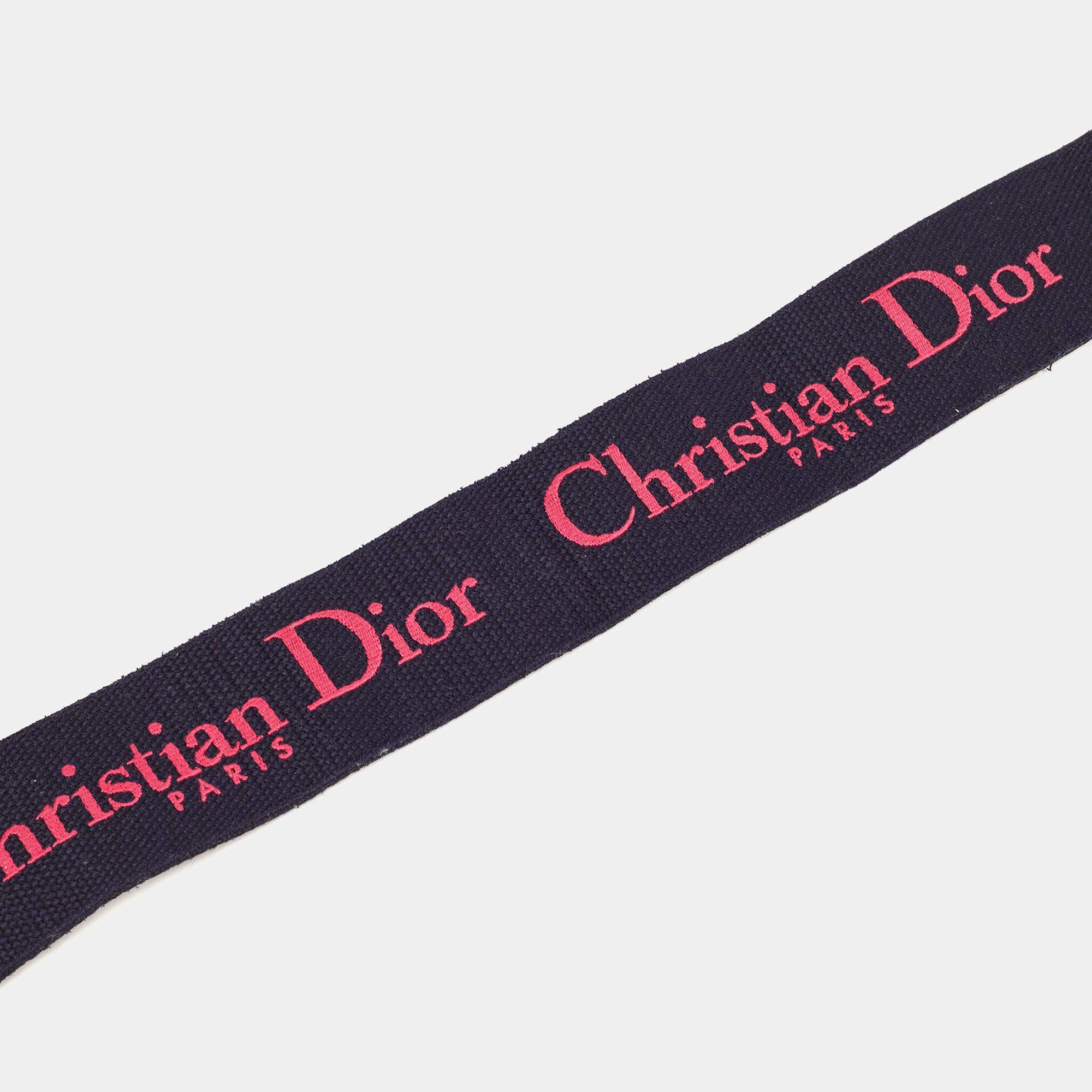 Women's Dior Navy Blue/Pink Canvas and Leather Shoulder Bag Strap
