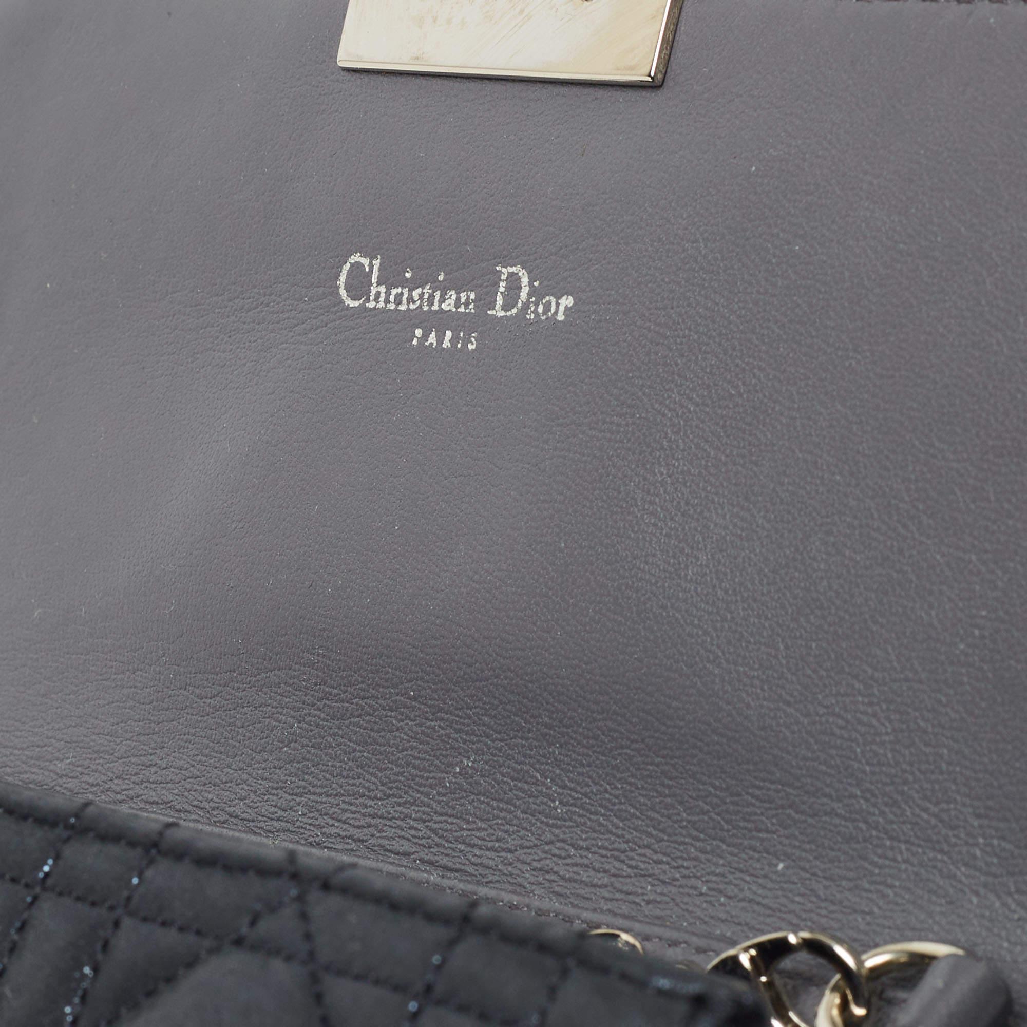 Dior Navy Blue Shimmer Cannage Leather Mini Miss Dior Bag 8