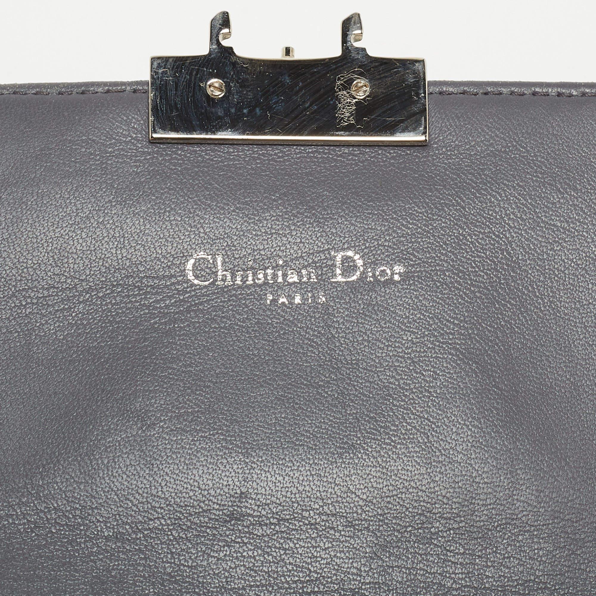 Dior Navy Blue Shimmer Cannage Leather Mini Miss Dior Bag 10