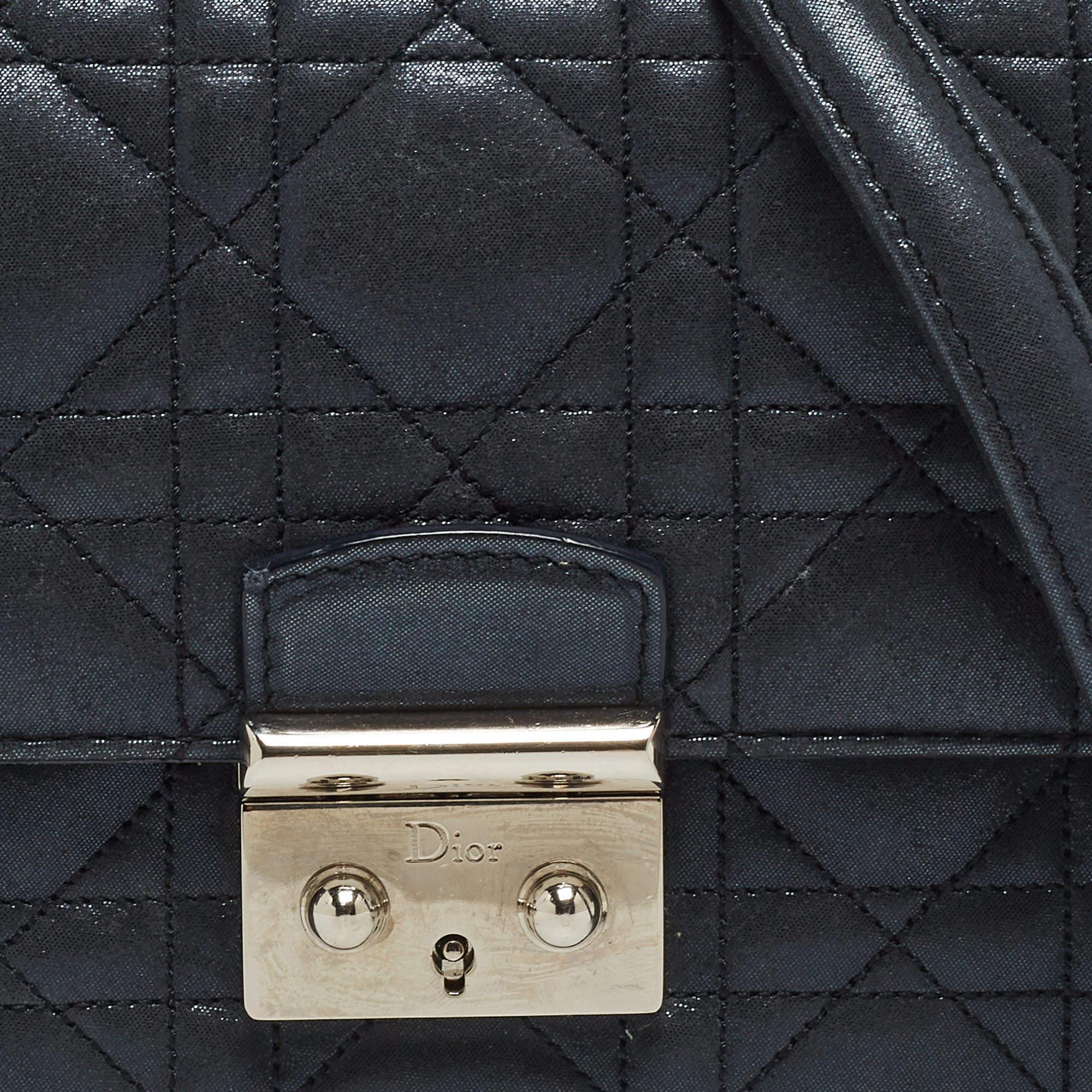Dior Navy Blue Shimmer Cannage Leather Mini Miss Dior Bag 2