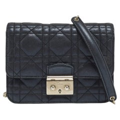 Dior Navy Blue Shimmer Cannage Leather Mini Miss Dior Bag