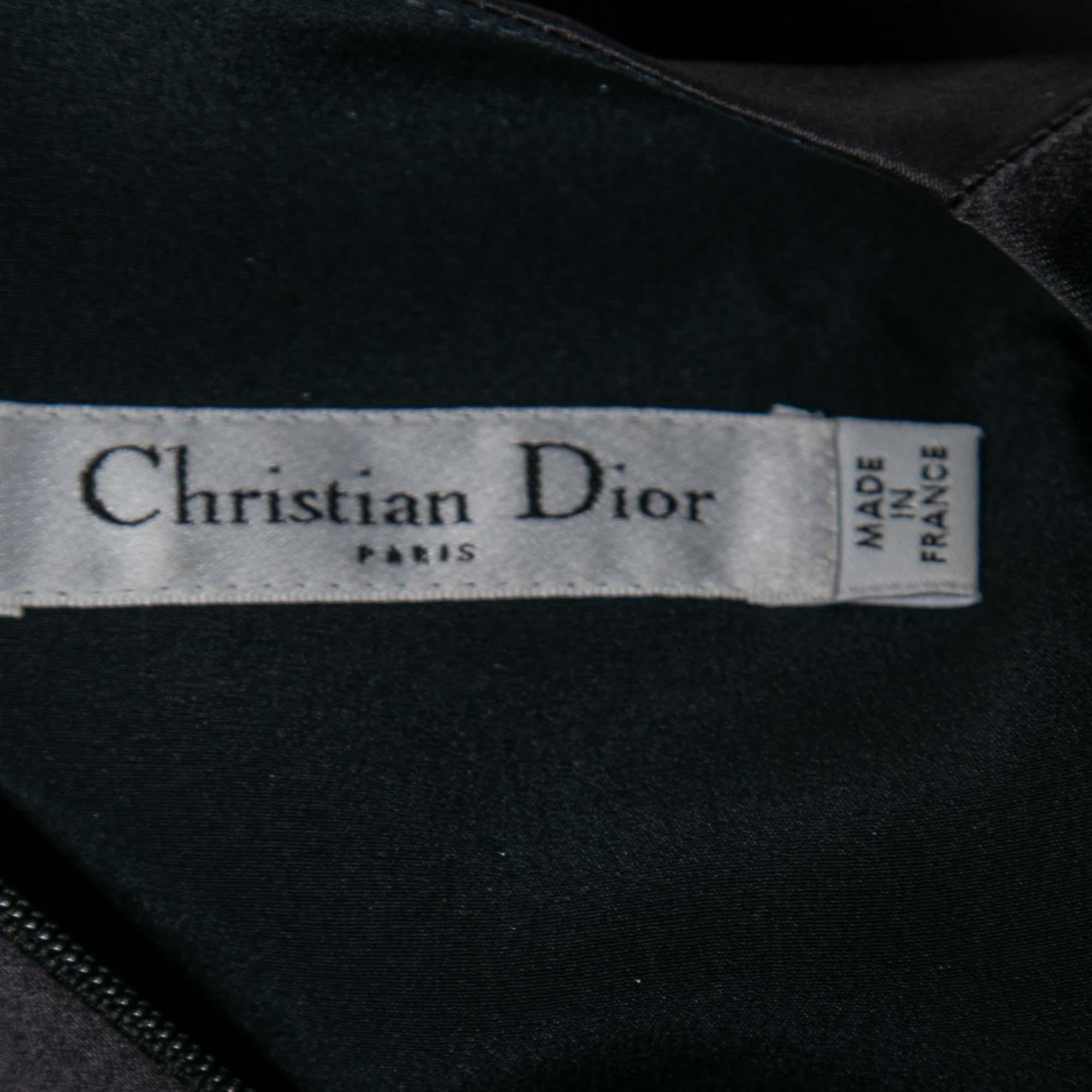 Women's Dior Navy Blue Silk Bow Waist Pleated Crop Jacket Dress S