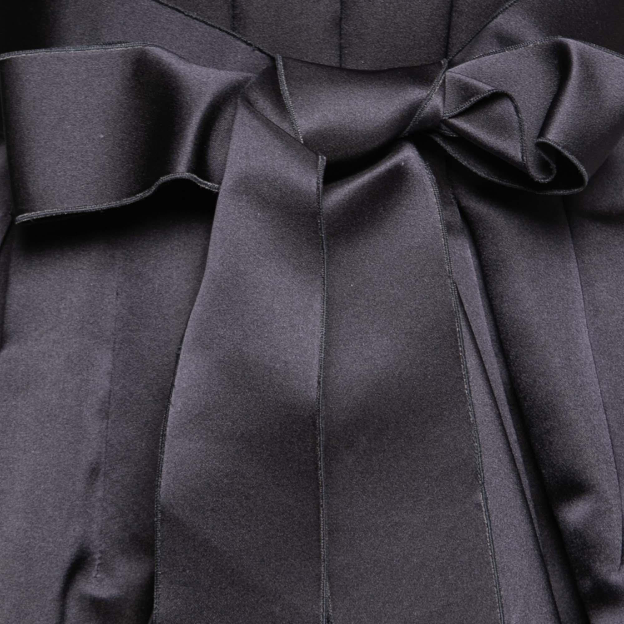 Dior Navy Blue Silk Bow Waist Pleated Crop Jacket Dress S 1