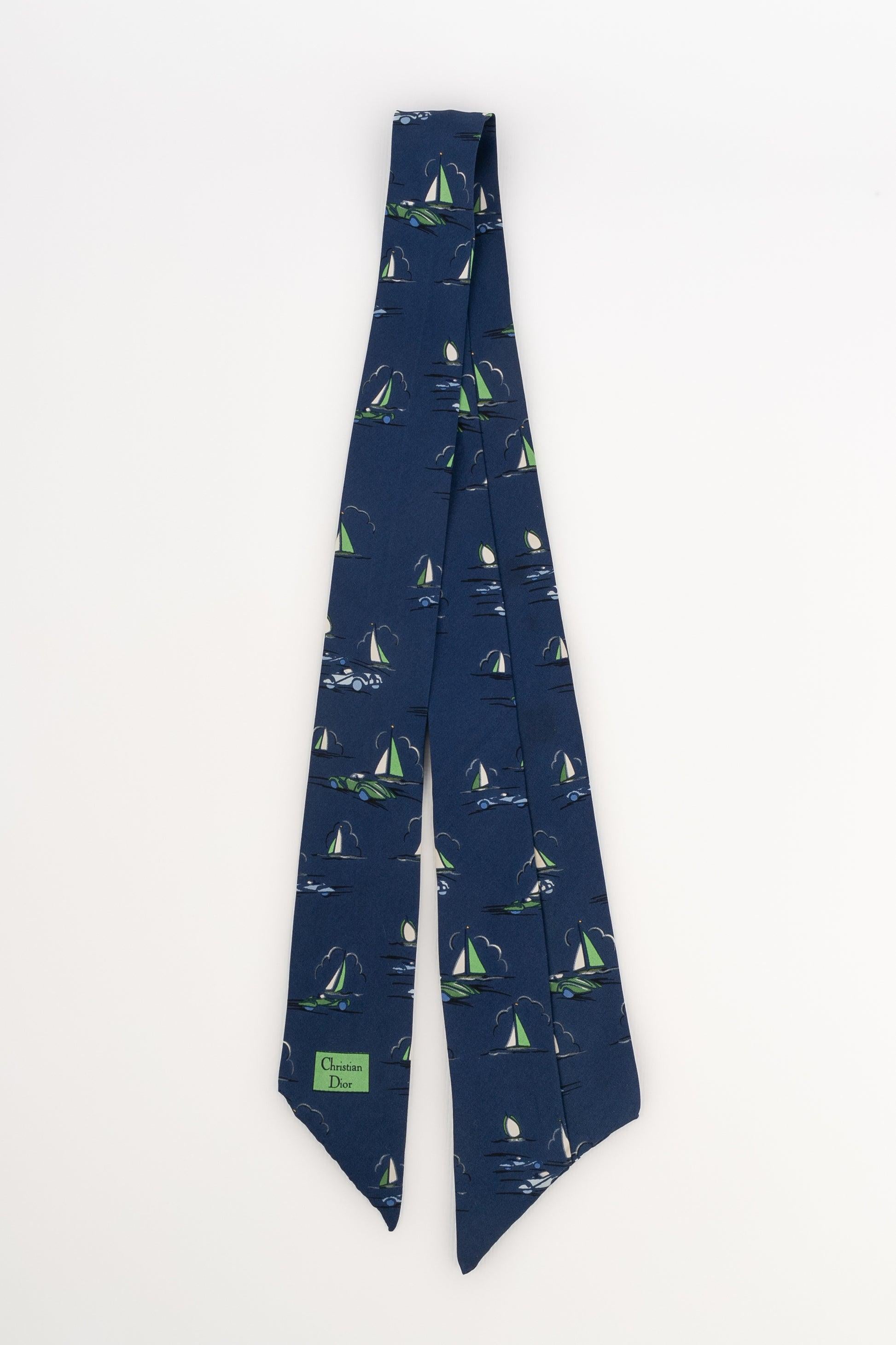 Dior Navy-blue Silk Twill Mitzah For Sale