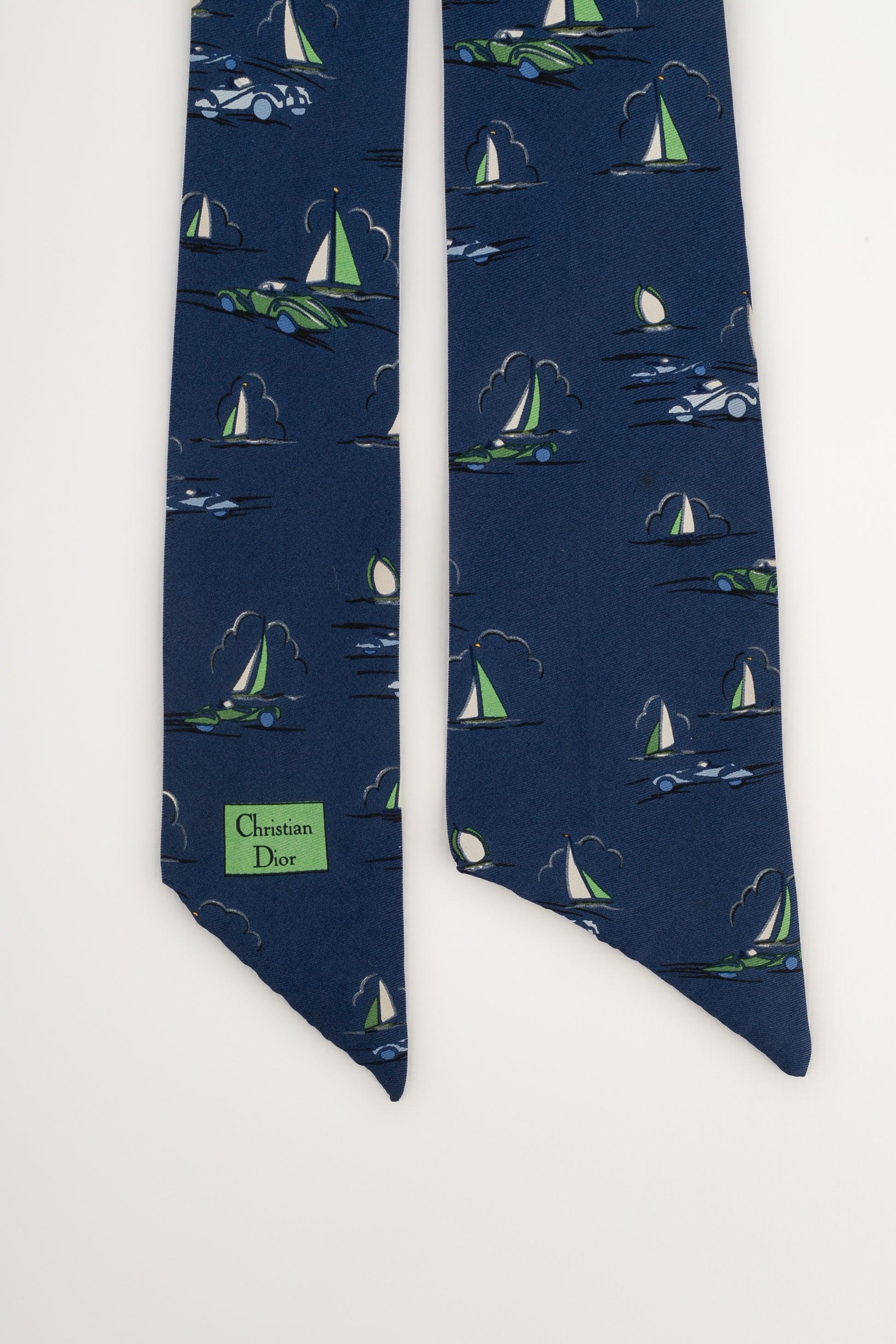 Dior Navy-blue Silk Twill Mitzah In Excellent Condition For Sale In SAINT-OUEN-SUR-SEINE, FR