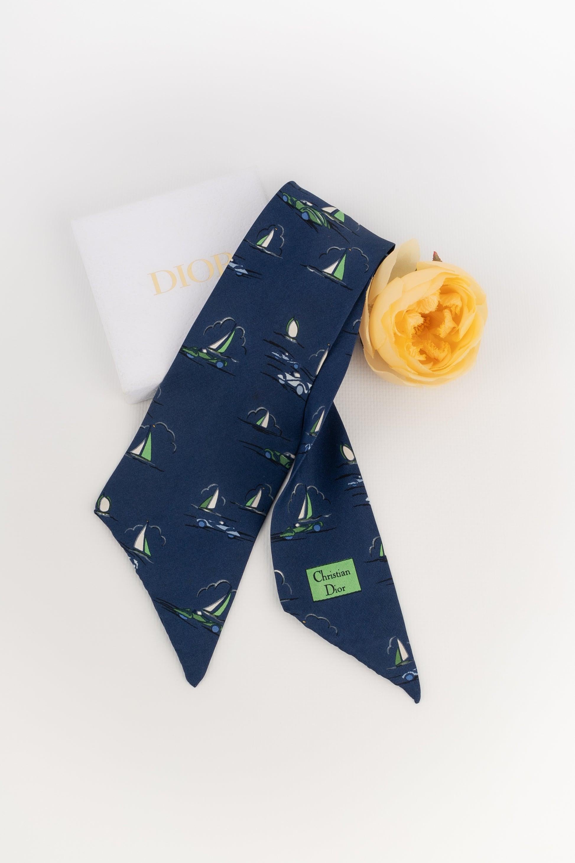Dior Navy-blue Silk Twill Mitzah For Sale 1