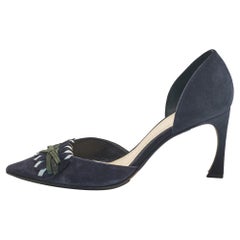 Dior Navy Blue Suede D'orsay Pumps Size 38