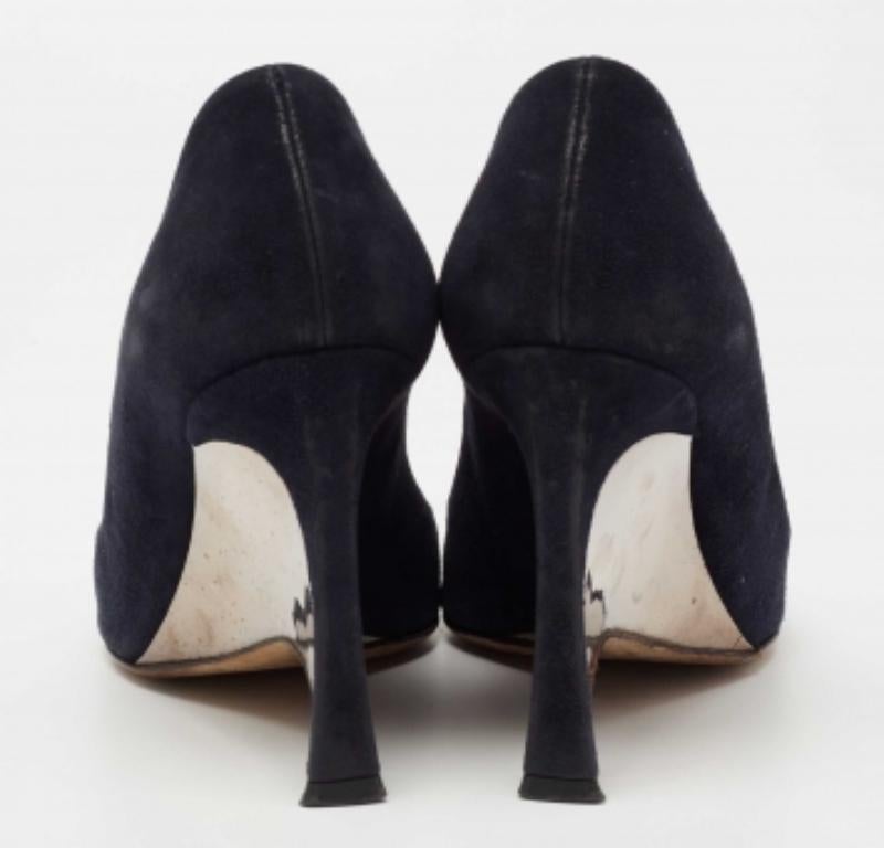 Women's Dior Navy Blue Suede Peep Toe Optique Wedge Pumps Size 36.5