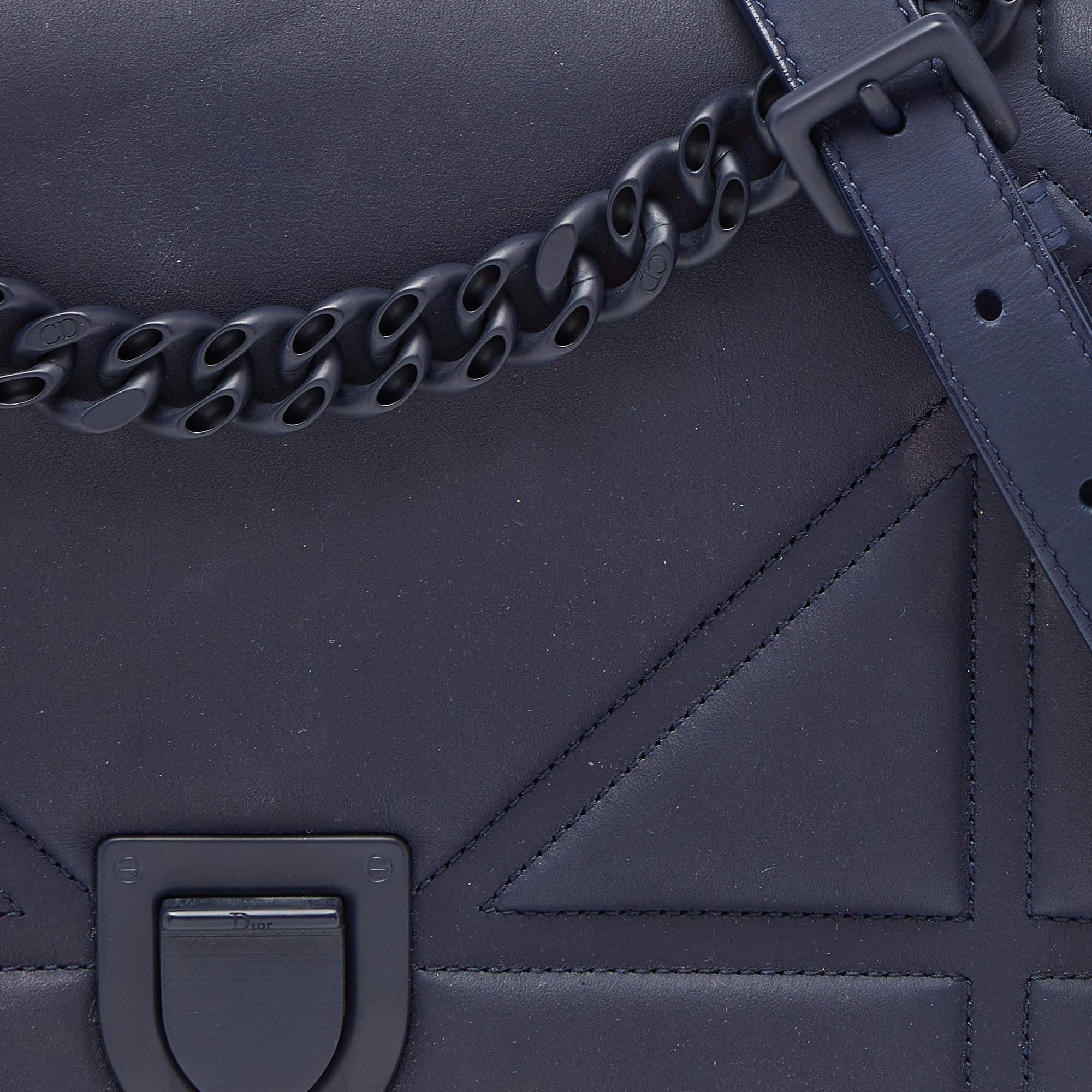 Dior Navy Blue Ultra Matte Leather Medium Diorama Flap Shoulder Bag 6