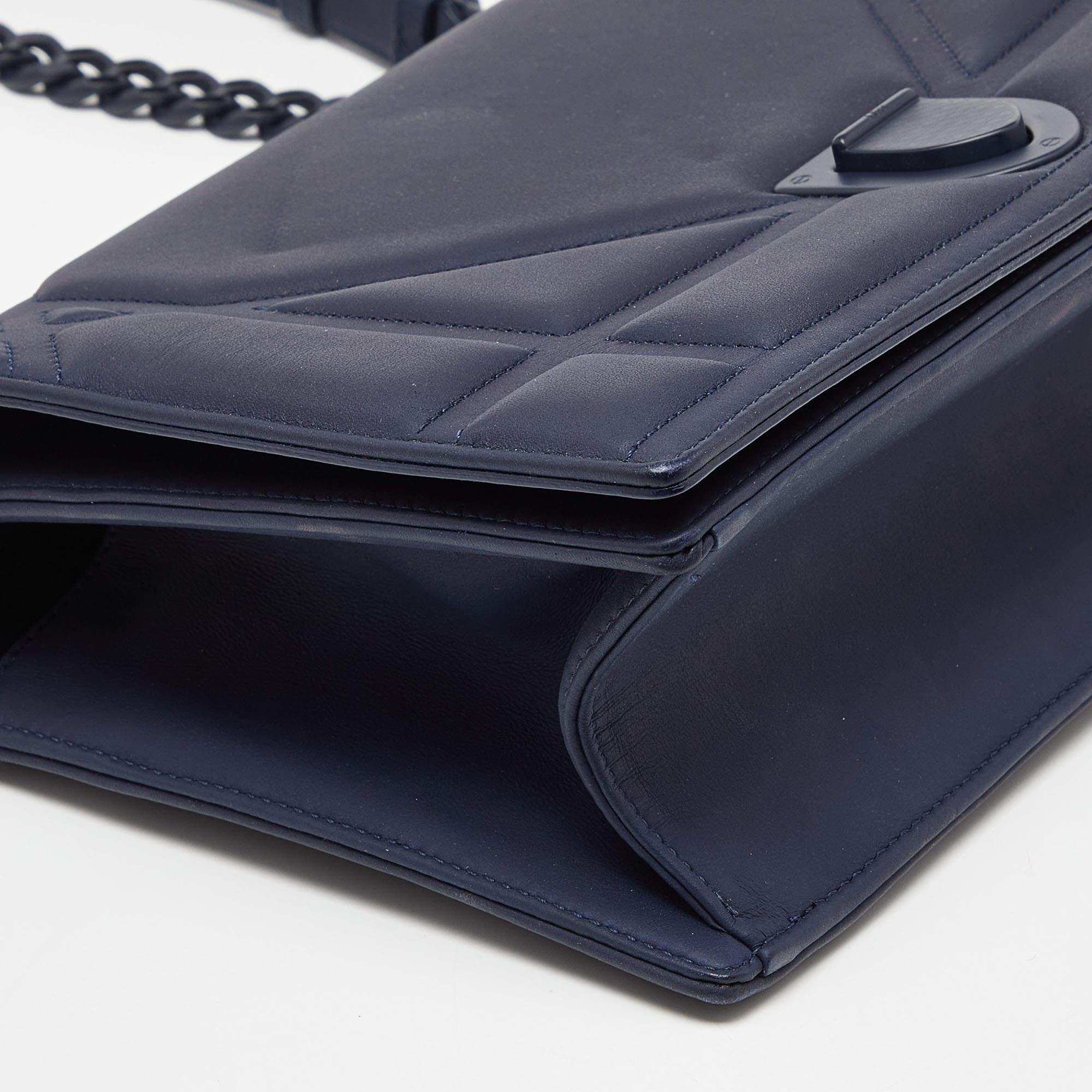 Dior Navy Blue Ultra Matte Leather Medium Diorama Flap Shoulder Bag 4
