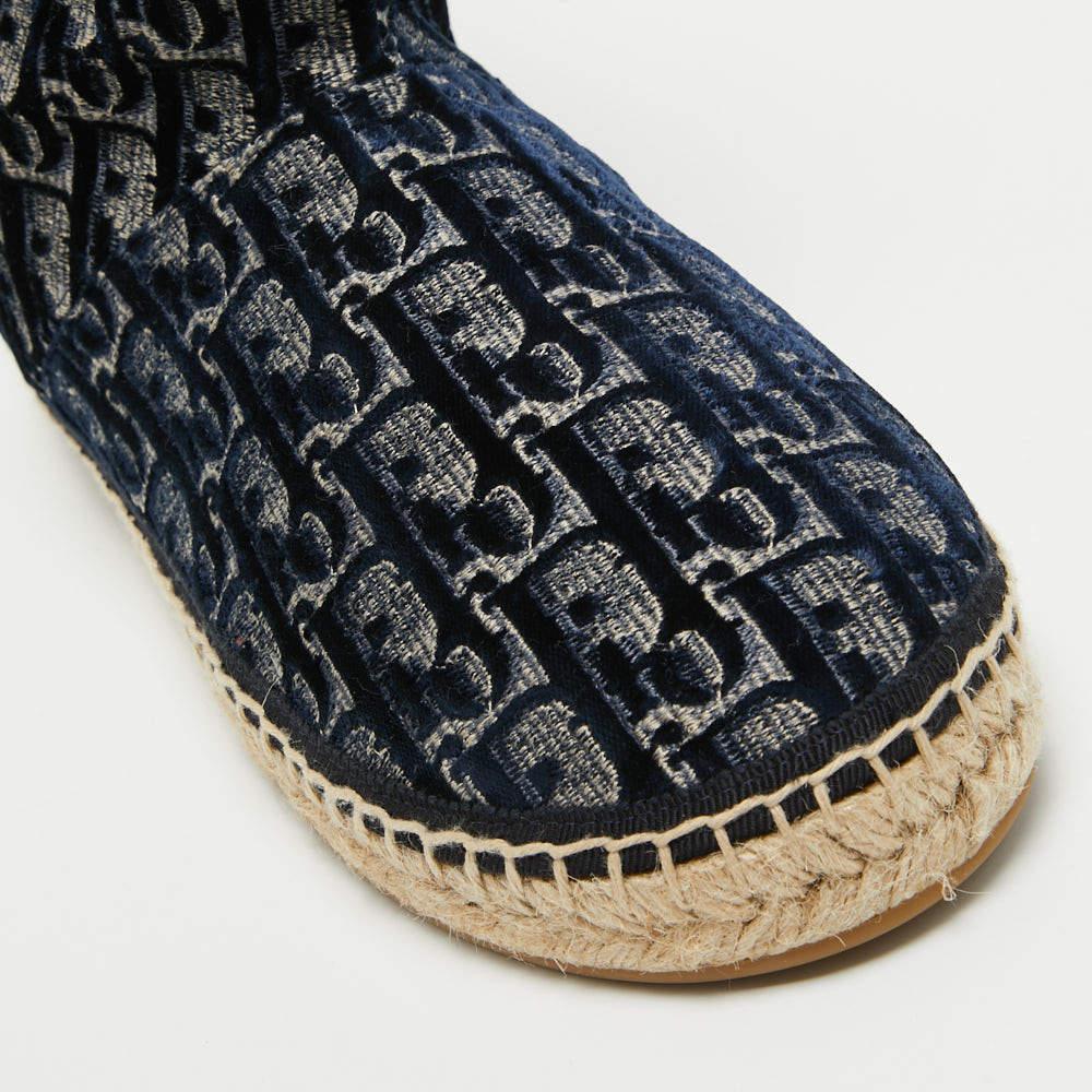 Dior Navy Blue Velvet and Canvas Granville Snow Boots Size 37 For Sale 2