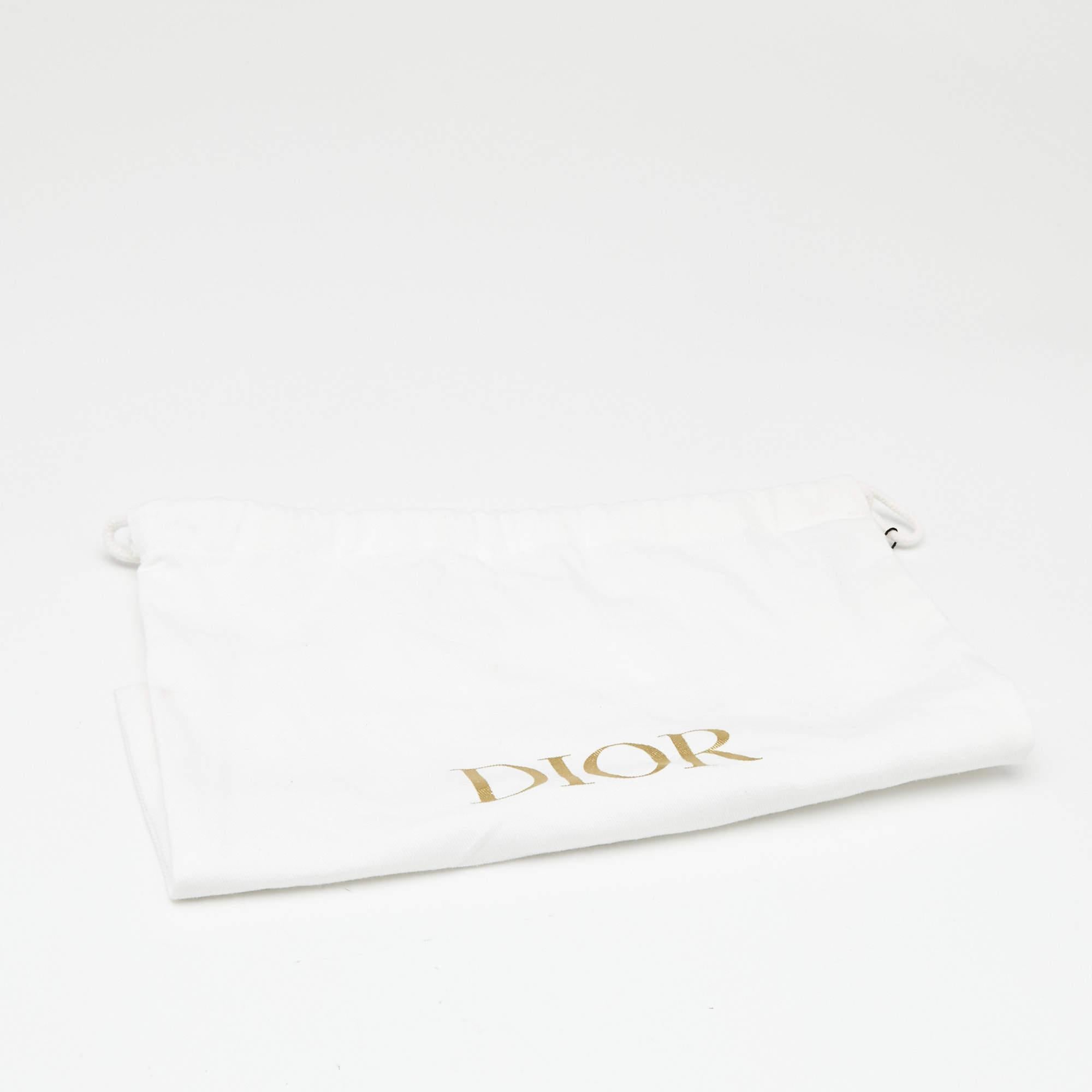 Dior Navy Blue/White Embroidered Logo Canvas and Leather Shoulder Bag Strap For Sale 1