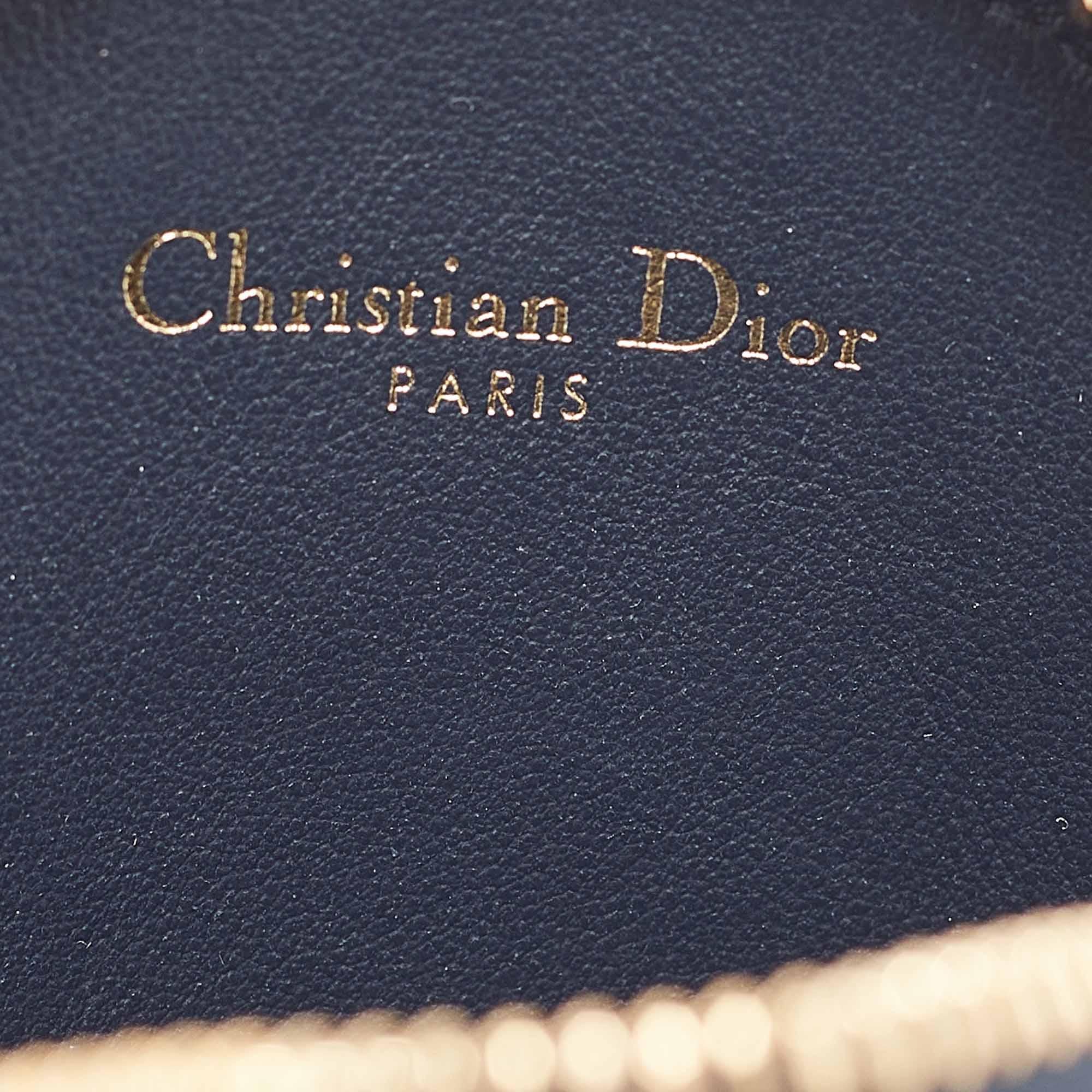 Dior Navy Blue/White Leather Vibe Round Coin Purse 3